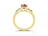 Yellow gold Cushion Cut Cut Diamond Ring with Tapered Baguette Side Stones in Four-Prong Setting_3