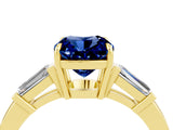 Yellow gold Cushion Cut Cut Diamond Ring with Tapered Baguette Side Stones in Four-Prong Setting_4