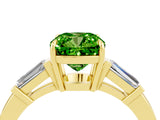 Yellow gold Cushion Cut Cut Diamond Ring with Tapered Baguette Side Stones in Four-Prong Setting_4