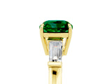 Yellow gold Cushion Cut Cut Diamond Ring with Tapered Baguette Side Stones in Four-Prong Setting_5