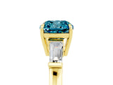 Yellow gold Cushion Cut Cut Diamond Ring with Tapered Baguette Side Stones in Four-Prong Setting_5