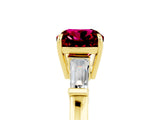 Yellow gold Cushion Cut Cut Diamond Ring with Tapered Baguette Side Stones in Four-Prong Setting_5