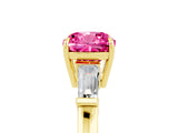 Yellow gold Cushion Cut Cut Diamond Ring with Tapered Baguette Side Stones in Four-Prong Setting_5