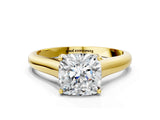 Yellow gold Cushion Cut Cut Diamond Solitaire Engagement Ring with Tapered Plain Band and Four-Prong Setting_15