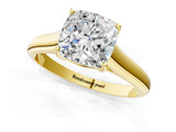 Yellow gold Cushion Cut Cut Diamond Solitaire Engagement Ring with Tapered Plain Band and Four-Prong Setting_16