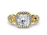 Yellow gold Cushion Cut Cut Halo Diamond Infinity Band with Four-Prong Setting_9