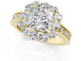Yellow gold Cushion Cut Cut Halo Diamond Pavé Engagement Ring with Milgrain Detailing_16
