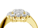 Yellow gold Cushion Cut Cut Halo Diamond Pavé Engagement Ring with Milgrain Detailing_19