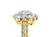 Yellow gold Cushion Cut Cut Halo Diamond Pavé Engagement Ring with Milgrain Detailing_20