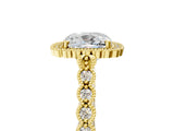 Yellow gold Cushion Cut Cut Halo Pavé Solitaire Ring with Milgrain Band_12