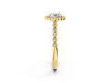 Yellow gold Cushion Cut Cut Halo Pavé Solitaire Ring with Milgrain Band_9