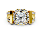 Yellow gold Cushion Cut Cut Halo Split Shank Prong Set Ring_3