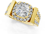 Yellow gold Cushion Cut Cut Halo Split Shank Prong Set Ring_4