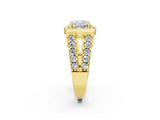 Yellow gold Cushion Cut Cut Halo Split Shank Prong Set Ring_5