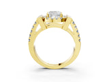 Yellow gold Cushion Cut Cut Halo Split Shank Prong Set Ring_6