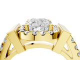 Yellow gold Cushion Cut Cut Halo Split Shank Prong Set Ring_7