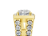 Yellow gold Cushion Cut Cut Halo Split Shank Prong Set Ring_8