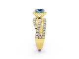 Yellow gold Cushion Cut Cut Halo Split Shank Prong Setting Ring_2
