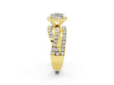 Yellow gold Cushion Cut Cut Halo Split Shank Prong Setting Ring_2