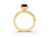 Yellow gold Cushion Cut Cut Halo Split Shank Prong Setting Ring_3