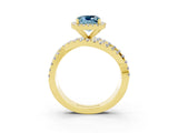 Yellow gold Cushion Cut Cut Halo Split Shank Prong Setting Ring_3