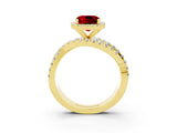Yellow gold Cushion Cut Cut Halo Split Shank Prong Setting Ring_3