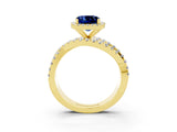 Yellow gold Cushion Cut Cut Halo Split Shank Prong Setting Ring_3