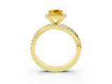 Yellow gold Cushion Cut Cut Halo Split Shank Prong Setting Ring_3