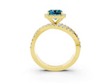 Yellow gold Cushion Cut Cut Halo Split Shank Prong Setting Ring_3