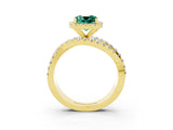 Yellow gold Cushion Cut Cut Halo Split Shank Prong Setting Ring_3