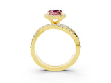 Yellow gold Cushion Cut Cut Halo Split Shank Prong Setting Ring_3