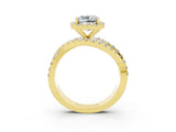 Yellow gold Cushion Cut Cut Halo Split Shank Prong Setting Ring_3