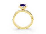 Yellow gold Cushion Cut Cut Halo Split Shank Prong Setting Ring_3
