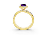 Yellow gold Cushion Cut Cut Halo Split Shank Prong Setting Ring_3