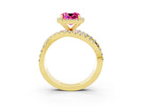 Yellow gold Cushion Cut Cut Halo Split Shank Prong Setting Ring_3