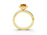 Yellow gold Cushion Cut Cut Halo Split Shank Prong Setting Ring_3