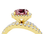 Yellow gold Cushion Cut Cut Halo Split Shank Prong Setting Ring_4