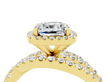 Yellow gold Cushion Cut Cut Halo Split Shank Prong Setting Ring_4