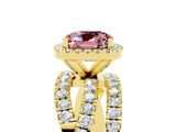 Yellow gold Cushion Cut Cut Halo Split Shank Prong Setting Ring_5