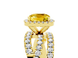 Yellow gold Cushion Cut Cut Halo Split Shank Prong Setting Ring_5