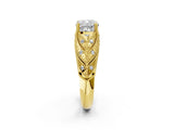 Yellow gold Cushion Cut Cut Milgrain Pave Diamond Engagement Ring with Four-Prong Setting_17