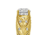 Yellow gold Cushion Cut Cut Milgrain Pave Diamond Engagement Ring with Four-Prong Setting_20