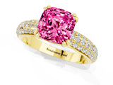 Yellow gold Cushion Cut Cut Pave Diamond Engagement Ring with Channel Set Band and Four-Prong Setting_1
