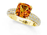 Yellow gold Cushion Cut Cut Pave Diamond Engagement Ring with Channel Set Band and Four-Prong Setting_1