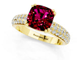 Yellow gold Cushion Cut Cut Pave Diamond Engagement Ring with Channel Set Band and Four-Prong Setting_1