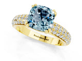 Yellow gold Cushion Cut Cut Pave Diamond Engagement Ring with Channel Set Band and Four-Prong Setting_1