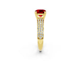 Yellow gold Cushion Cut Cut Pave Diamond Engagement Ring with Channel Set Band and Four-Prong Setting_2