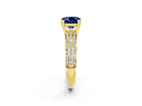 Yellow gold Cushion Cut Cut Pave Diamond Engagement Ring with Channel Set Band and Four-Prong Setting_2