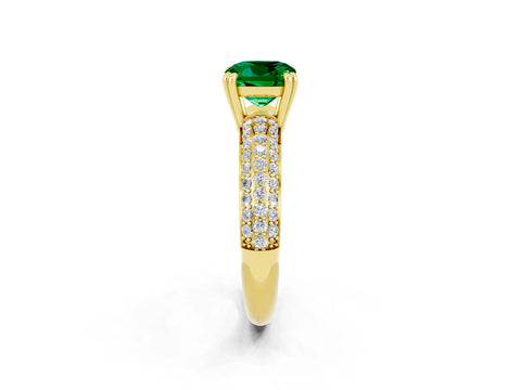 Yellow gold Cushion Cut Cut Pave Diamond Engagement Ring with Channel Set Band and Four-Prong Setting_2