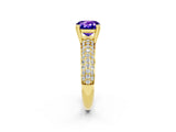 Yellow gold Cushion Cut Cut Pave Diamond Engagement Ring with Channel Set Band and Four-Prong Setting_2